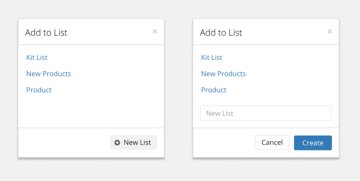 Add to list modal